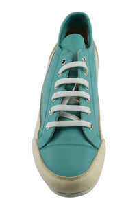 Sneaker in nappa bicolore panna - acquamarina  suola gomma bubble 116