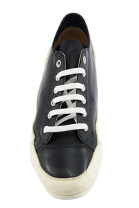 Sneaker in nappa bicolore panna - nero suola gomma bubble 116