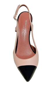 Décolleté with 70 mm heel in white nappa leather and leather