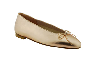 Ballerina con fiocco in pelle laminata oro rosa BA72