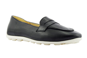 Mocassino in nappa nera suola gomma bubble MC56