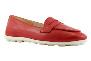 Mocassino in nappa rossa suola gomma bubble MC56