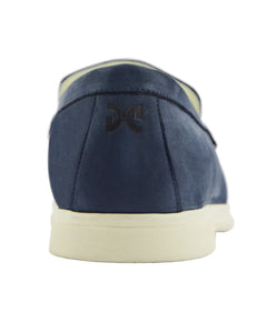 Mocassino con nappine in nabuk blu navy