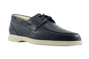 Mocassino vela stringato in nappa blu navy