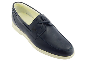 Mocassino vela stringato in nappa blu navy