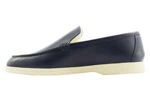 Mocassino yacht in nappa blu navy