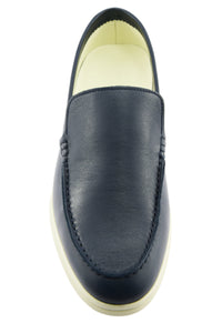 Mocassino yacht in nappa blu navy