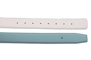 Double tip tiffany rod - white in full grain calf leather for essential brass buckle. 35mm