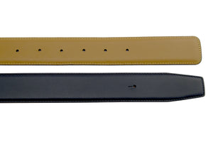 Black-mink double tip rod in full-grain calf leather for essential brass buckle. 35mm