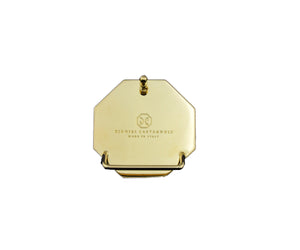 Fibbia ottagonale DC oro giallo smalto nero