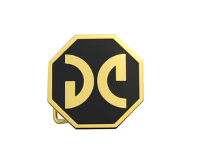 Fibbia ottagonale DC oro giallo smalto nero